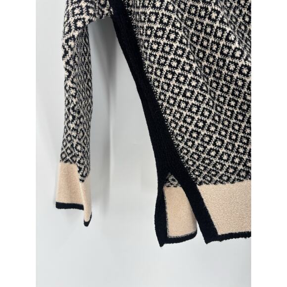 J. Jill Sweater Womens Large Black Beige Pullover Mock Neck Cotton Blend Slit - Picture 7 of 14